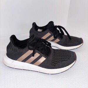 Adidas Swift Run Athletic Running Shoes Sneakers Black Rose Gold Women's